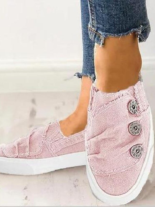 Casual Slip-On Canvas Sneakers with Button Detail - Image 8