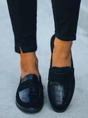 Casual Slip-On Crocodile Pattern Loafers - Image 6