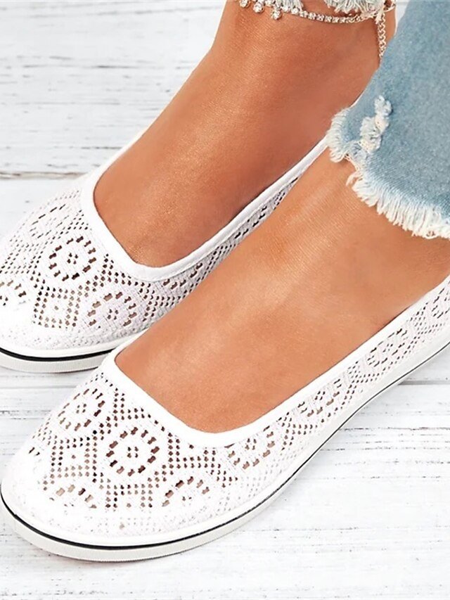 Casual Slip-On Mesh Round Toe White Wedge Sneakers - Image 2