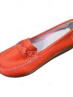 Casual Slip-On Navy Bow Accent Loafers - Image 16