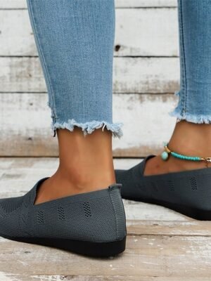 Casual Slip-On Navy Knit Loafers - Image 10