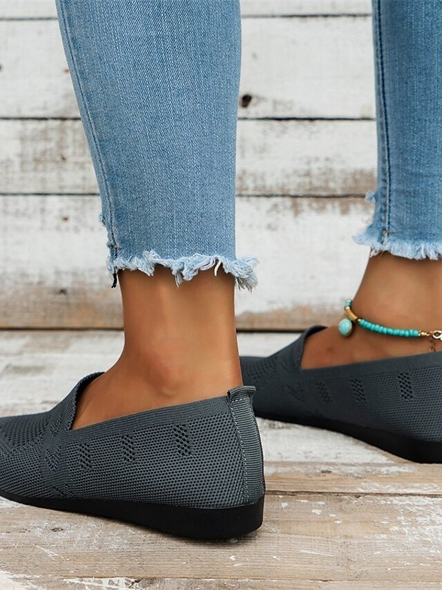 Casual Slip-On Navy Knit Loafers - Image 10