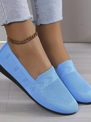 Casual Slip-On Navy Knit Loafers - Image 12