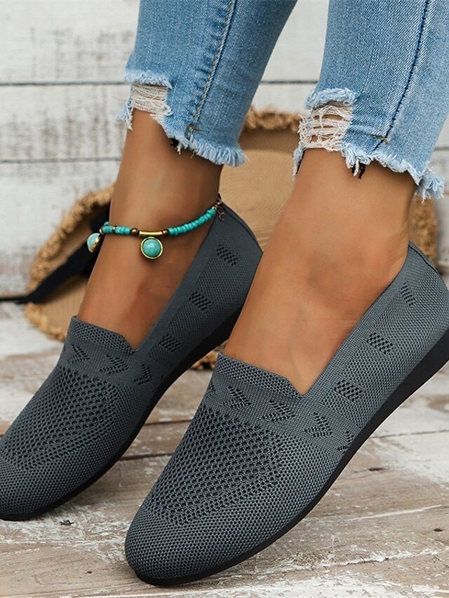 Casual Slip-On Navy Knit Loafers - Image 8