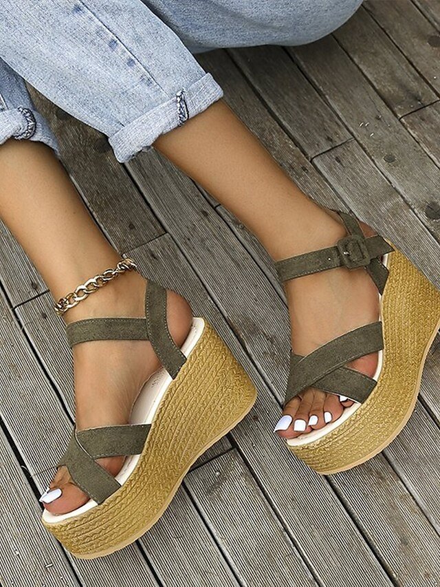 Casual Strappy Suede Platform Espadrille Wedge Sandals - Image 2