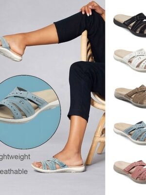 Casual White Adjustable Strap Comfortable Sole Slide Sandals - Image 9