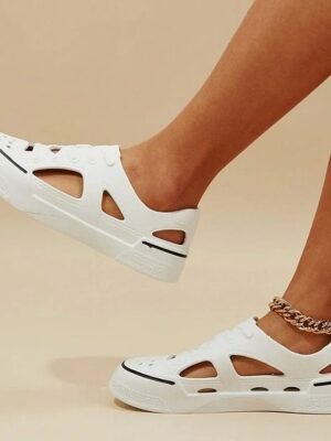 Casual White Hollow-Out Slip-On Sneakers - Image 6