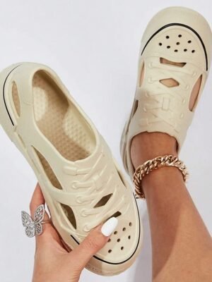 Casual White Hollow-Out Slip-On Sneakers - Image 9