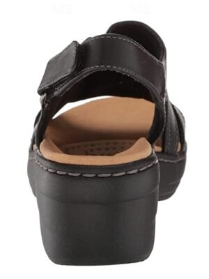 Chic Brown Cut-Out Slingback Wedge Sandals - Image 6