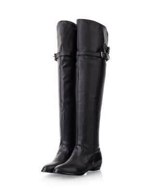 Chic Casual Beige Over-the-Knee Round Toe Flat Boots - Image 7