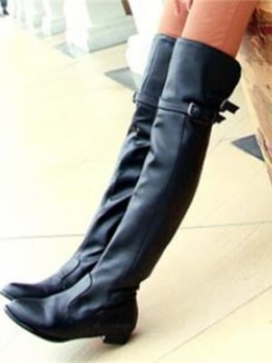Chic Casual Beige Over-the-Knee Round Toe Flat Boots - Image 8