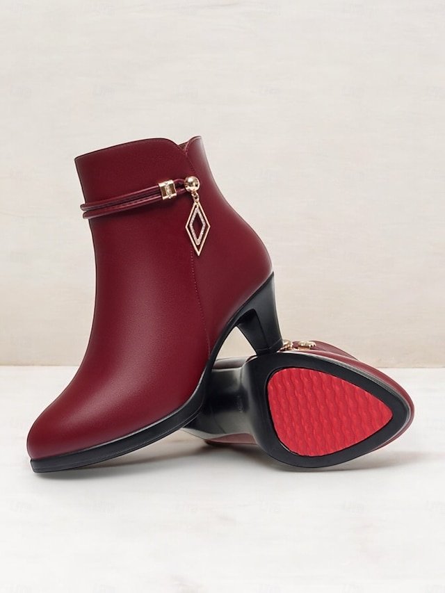 Chic Fur Lined Gold Accent Ankle Boots - Image 8