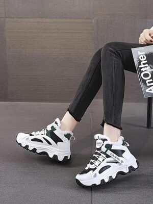 Chic High-Top White Plush Lined Winter Sneakers - Image 11