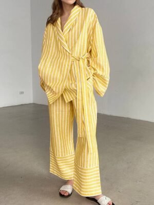 Chic Relaxed Striped Round Neck Sleeveless Short Chemise - Image 10