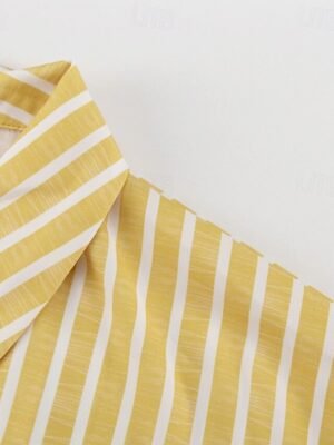 Chic Relaxed Striped Round Neck Sleeveless Short Chemise - Image 11