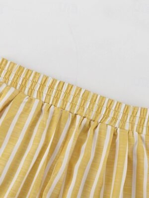 Chic Relaxed Striped Round Neck Sleeveless Short Chemise - Image 19