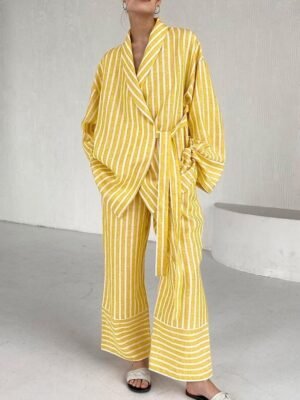 Chic Relaxed Striped Round Neck Sleeveless Short Chemise - Image 4