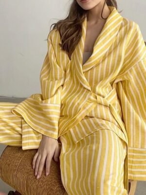 Chic Relaxed Striped Round Neck Sleeveless Short Chemise - Image 6