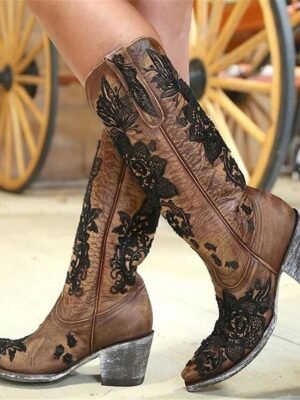 Chic Western Intricate Embroidered Cowboy Boots - Image 1