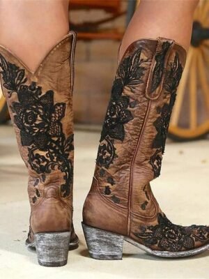 Chic Western Intricate Embroidered Cowboy Boots - Image 2