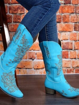 Chic Western Intricate Embroidered Cowboy Boots - Image 6