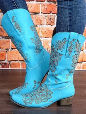 Chic Western Intricate Embroidered Cowboy Boots - Image 7