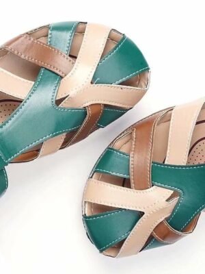 Classic Casual Solid Round Toe Closed Toe Wedge Sandals - Image 4