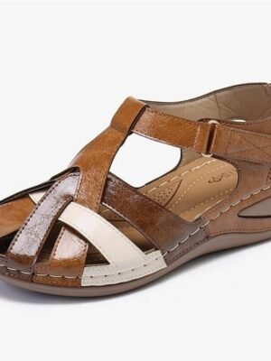 Classic Casual Solid Round Toe Closed Toe Wedge Sandals - Image 7