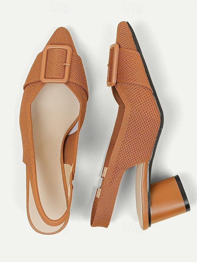 Classic Comfort Block Heel Knit Pointed Toe Loafer - Image 11