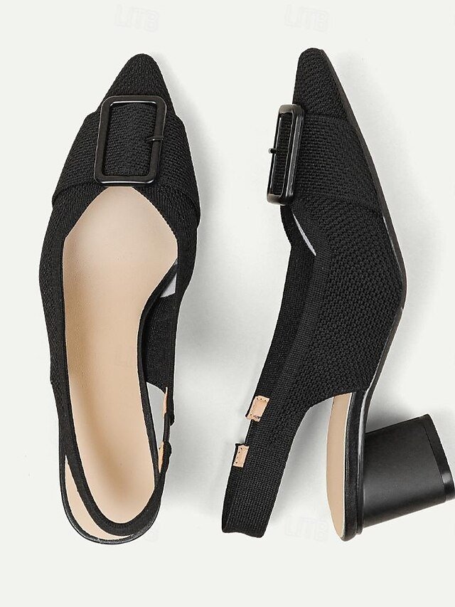 Classic Comfort Block Heel Knit Pointed Toe Loafer - Image 12