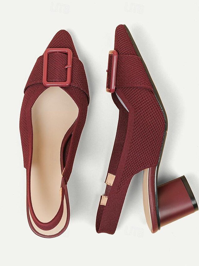 Classic Comfort Block Heel Knit Pointed Toe Loafer - Image 13