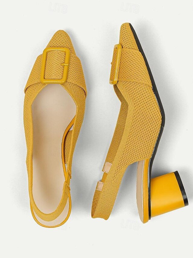 Classic Comfort Block Heel Knit Pointed Toe Loafer - Image 14