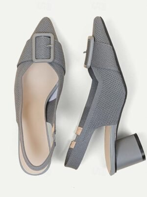 Classic Comfort Block Heel Knit Pointed Toe Loafer - Image 15