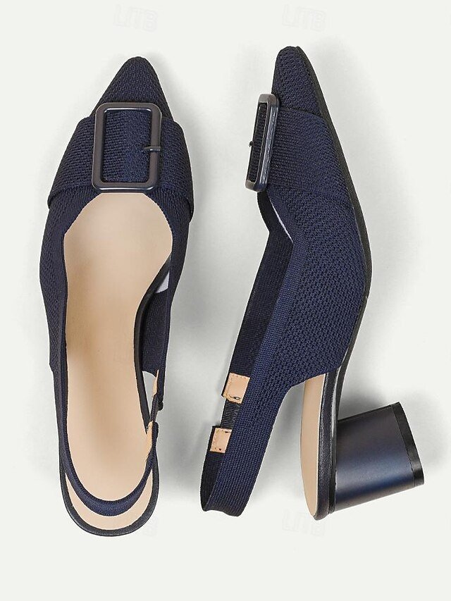 Classic Comfort Block Heel Knit Pointed Toe Loafer - Image 16