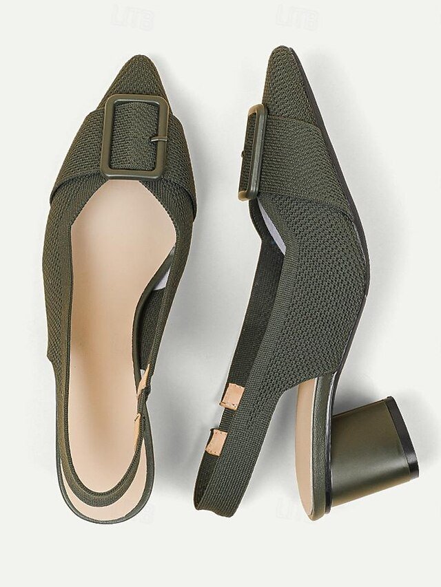 Classic Comfort Block Heel Knit Pointed Toe Loafer - Image 17