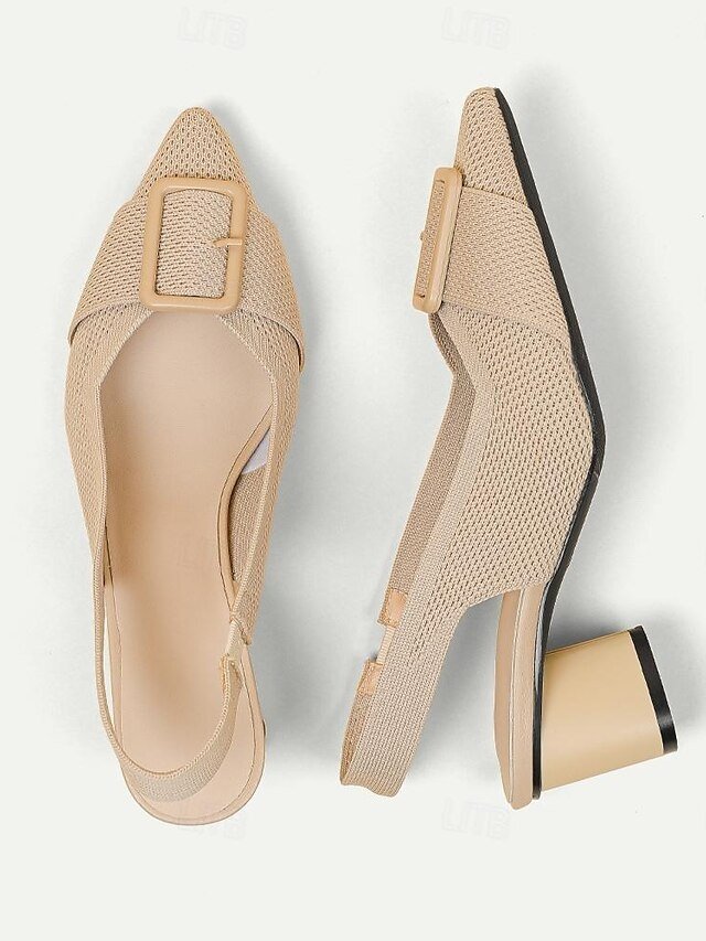 Classic Comfort Block Heel Knit Pointed Toe Loafer - Image 18