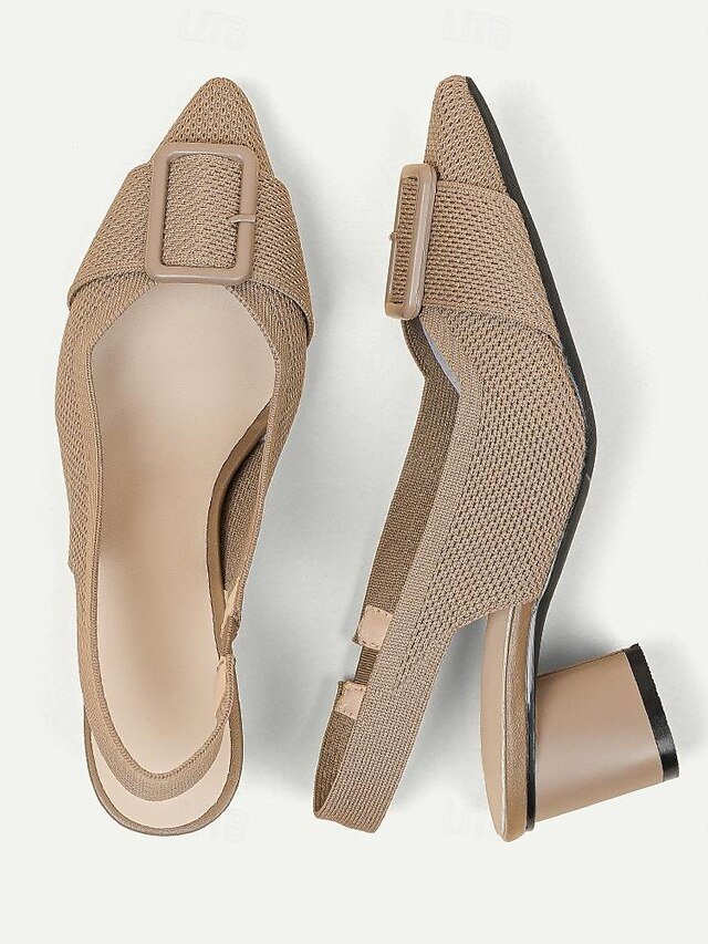 Classic Comfort Block Heel Knit Pointed Toe Loafer - Image 19