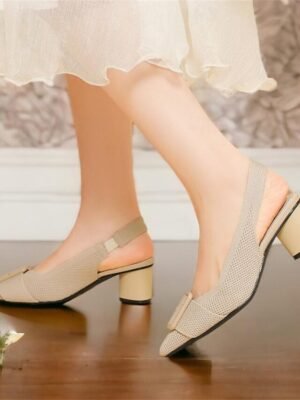 Classic Comfort Block Heel Knit Pointed Toe Loafer - Image 2