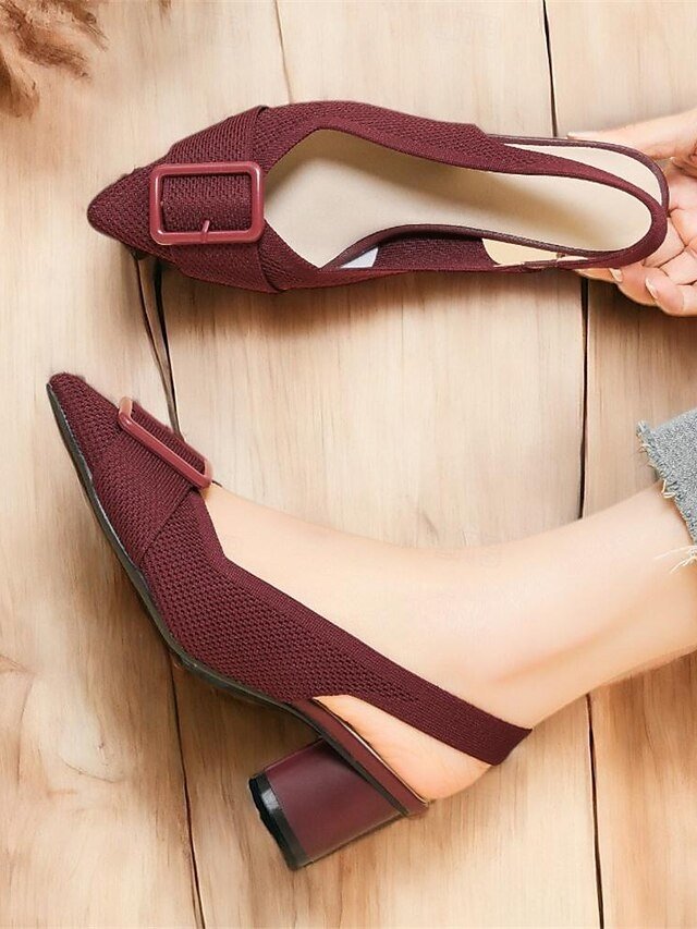 Classic Comfort Block Heel Knit Pointed Toe Loafer - Image 3