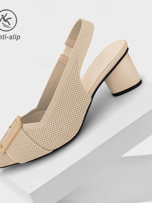 Classic Comfort Block Heel Knit Pointed Toe Loafer - Image 9