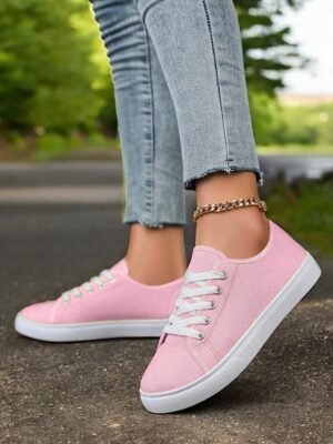 Classic Comfortable Canvas Lace-Up Round Toe Sneakers - Image 10