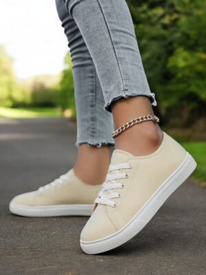 Classic Comfortable Canvas Lace-Up Round Toe Sneakers - Image 13