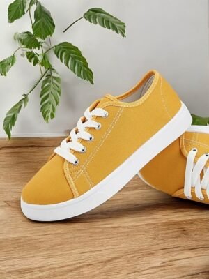 Classic Comfortable Canvas Lace-Up Round Toe Sneakers - Image 6