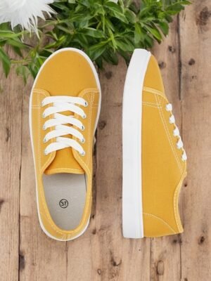 Classic Comfortable Canvas Lace-Up Round Toe Sneakers - Image 8