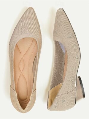 Classic Plus Size Leopard Pointed Toe Sculptural Heel Knit Loafers - Image 11