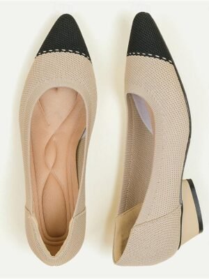 Classic Plus Size Leopard Pointed Toe Sculptural Heel Knit Loafers - Image 13