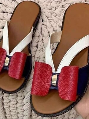 Colourful Comfortable Open Toe Bow Accent Summer Sandals - Image 2