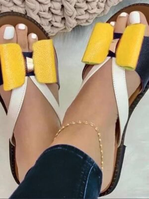 Colourful Comfortable Open Toe Bow Accent Summer Sandals - Image 3