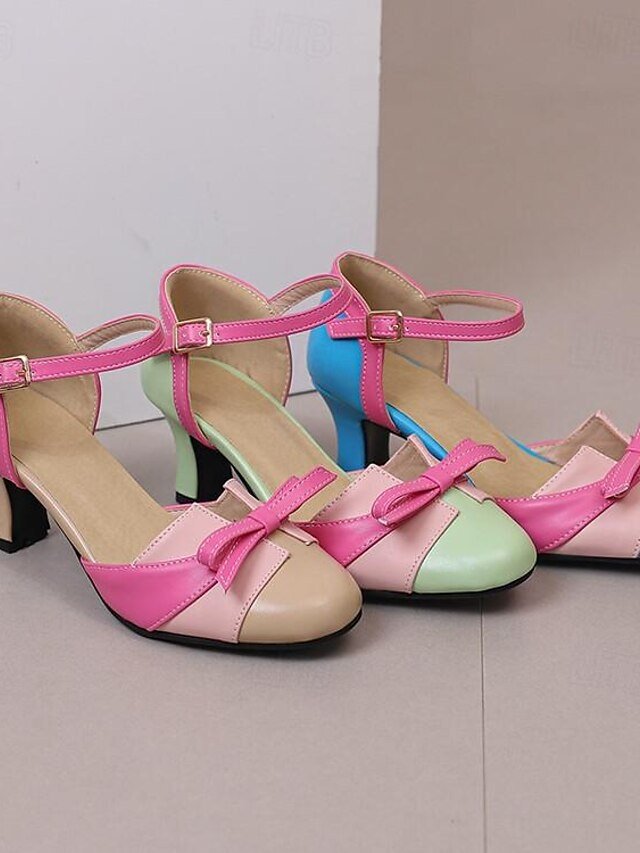 Colourful Mary Jane Bowknot Ankle Strap Party Heels - Image 15