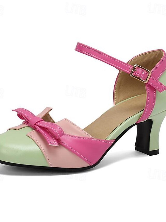 Colourful Mary Jane Bowknot Ankle Strap Party Heels - Image 5
